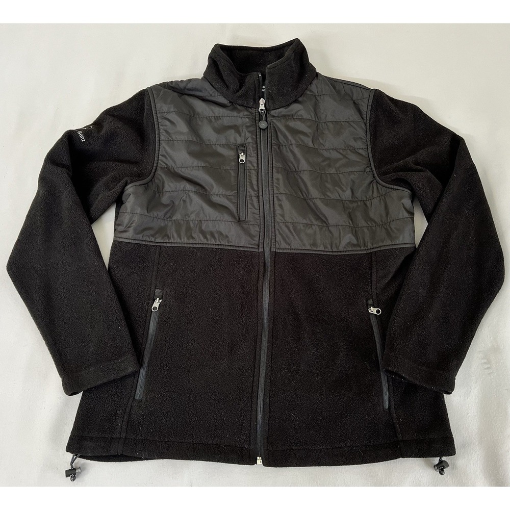 Mercedes-Benz Women's Sz Large Fleece Jacket Pockets Black‎ Full-zip